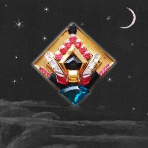 Art Deco Style Brooch OOAK Symmetrical Collage Assemblage Pin Made with Vintage